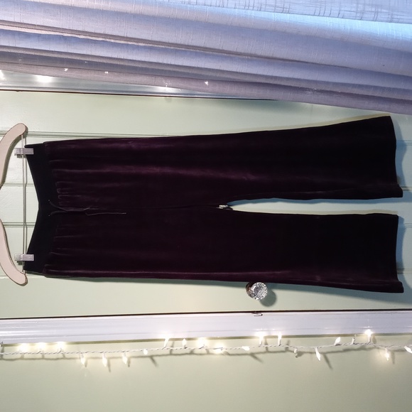 Women's Q&A velor bootcut elastic drawstring track pant jogger charcoal grey Med - Picture 2 of 7